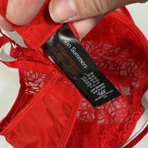 NEW Ann Summers [ Large 12-14 ]‎ Nya Sheer Embroidered Sequin Underwire Bra Red - Picture 10 of 11